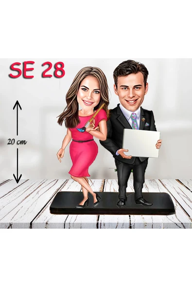 Kişiye Özel Ahşap Biblo - Ressam Çift Biblosu ürün görseli