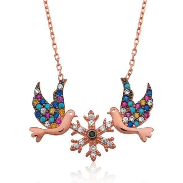 925 Ayar Gümüş Aşk Kuşları Kadın Gümüş Kolye ürün görseli 1