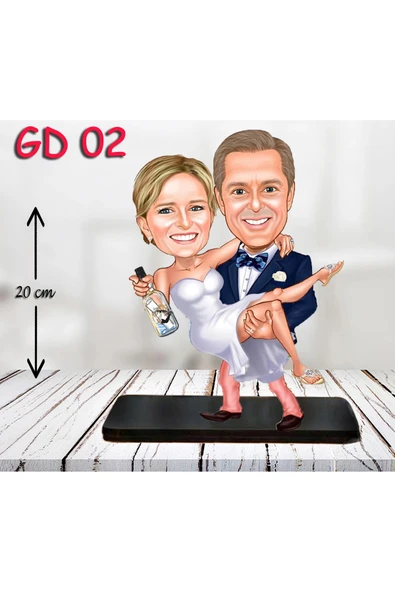 Kişiye Özel Ahşap Biblo - Gelin ve Damat Biblo 2 ( 3D Biblo ) ürün görseli