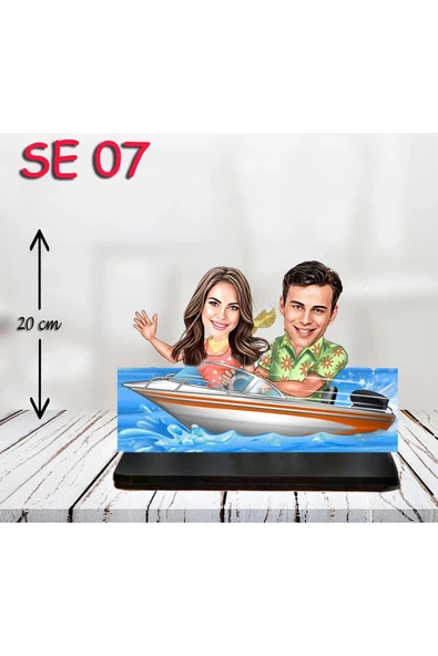 Kişiye Özel Ahşap Biblo - Jetski Kullanan Çift ürün görseli