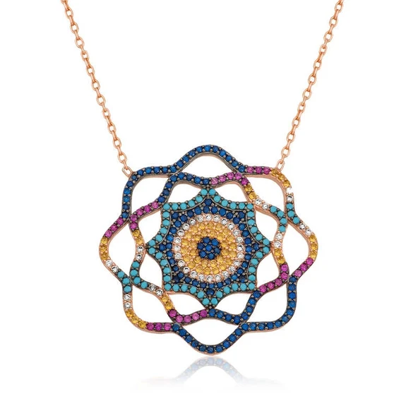 925 Ayar Gümüş Yaşam Güneşi Nazar Kolye ürün görseli 1