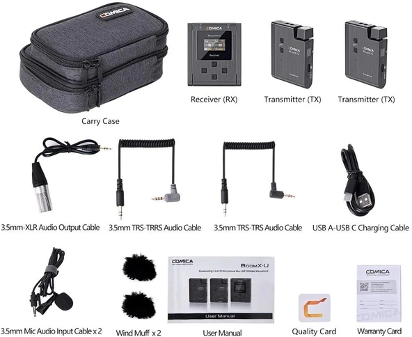 Comica BoomX-U U2 Mini ikili Yaka Mikrofonu - Resim 5