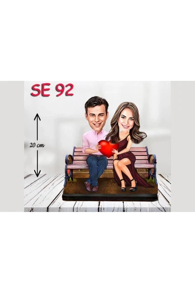 Kişiye Özel Ahşap Biblo - Kalpli Sevgili Biblo ( 3D Biblo ) ürün görseli