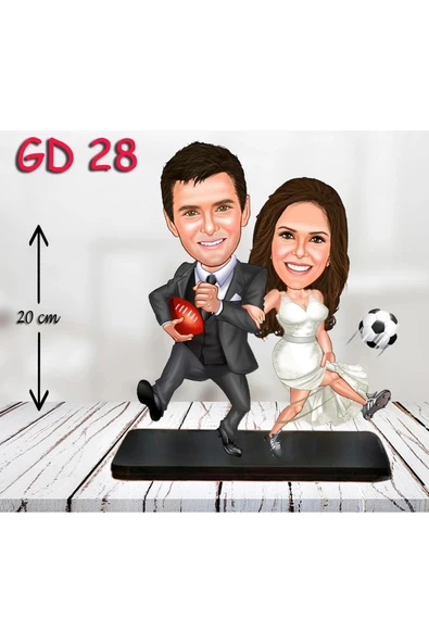 Kişiye Özel Ahşap Biblo - Gelin Damat Biblo 9 ( 3D Biblo ) ürün görseli