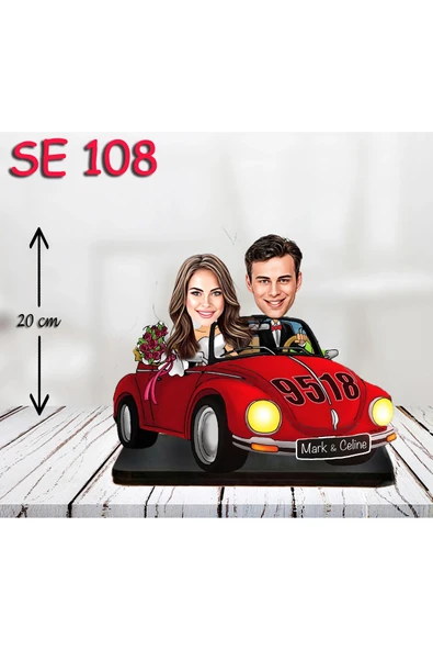 Kişiye Özel Ahşap Biblo - Araba Kullanan Çift 3 ürün görseli