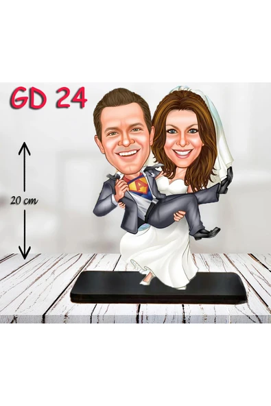 Kişiye Özel Ahşap Biblo - Gelin Damat Biblo 5 ( 3D Biblo ) ürün görseli