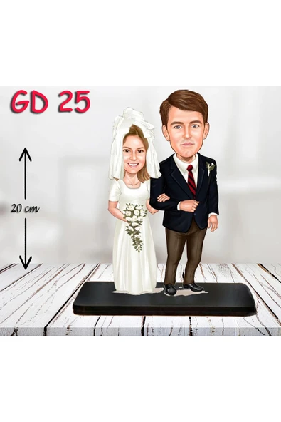 Kişiye Özel Ahşap Biblo - Gelin Damat Biblo 6 ( 3D Biblo ) ürün görseli