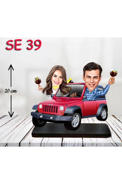 Kişiye Özel Ahşap Biblo - Jep Kullanan Çift ürün görseli