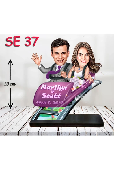 Kişiye Özel Ahşap Biblo - Hızlı Tren Kullanan Çift Biblosu ürün görseli