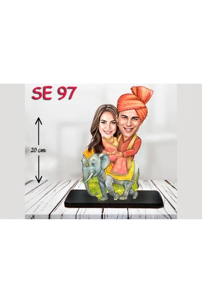 Kişiye Özel Ahşap Biblo - Fil Üstünde Sevgili Biblo ( 3D Biblo ) ürün görseli