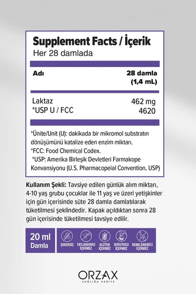 Ocean Enzymes Lactase Damla 20 ml x 2 Adet - Resim 2