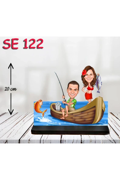 Kişiye Özel Ahşap Biblo - Tekne Kullanan Çift 2 ürün görseli