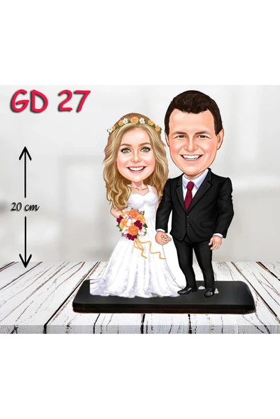 Kişiye Özel Ahşap Biblo - Gelin Damat Biblo 8 ( 3D Biblo ) ürün görseli
