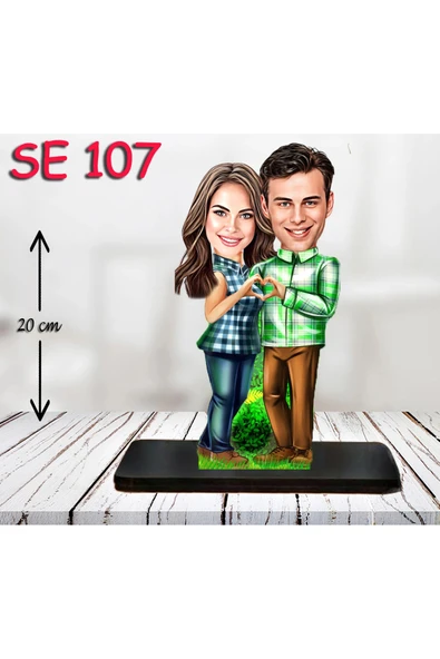 Kişiye Özel Ahşap Biblo - Kalpli Çift Biblosu ürün görseli