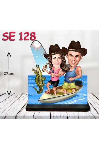 Kişiye Özel Ahşap Biblo - Tekne Kullanan Çift 3 ürün görseli
