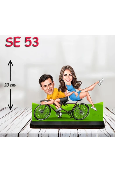 Kişiye Özel Ahşap Biblo - Bisiklet Kullanan Çift ürün görseli