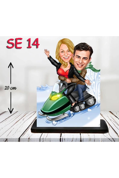 Kişiye Özel Ahşap Biblo - Kar Motoru Kullanan Çift 2 ürün görseli