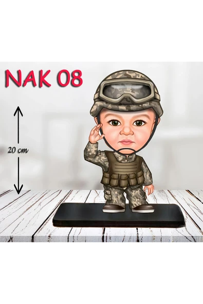 Kişiye Özel Ahşap Biblo - Kadın Asker Karikatür Biblo 8 ürün görseli