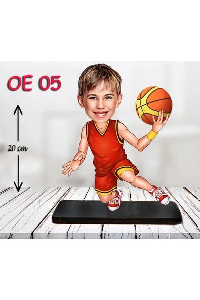 Kişiye Özel Ahşap Biblo - Erkek Çocuk Karikatür Biblo - Basketbolcu Biblo ürün görseli