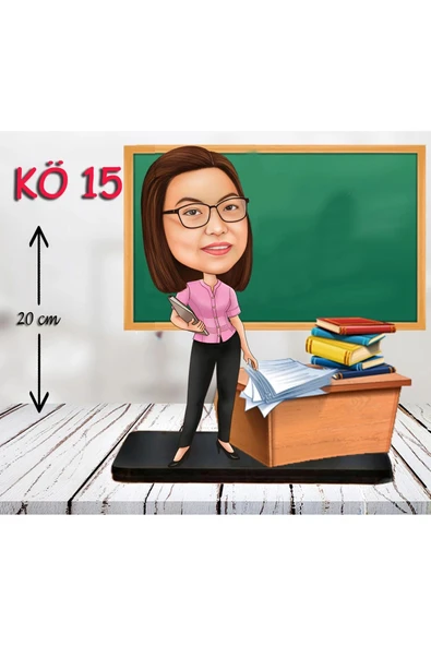 Kişiye Özel Ahşap Biblo - Kadın Öğretmen Karikatür Biblo - Öğretmen Biblo 15 ürün görseli