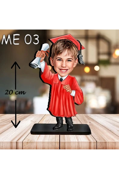 Kişiye Özel Ahşap Biblo - Erkek Çocuk Karikatür Biblo - Mezuniyet Biblo 2 ürün görseli