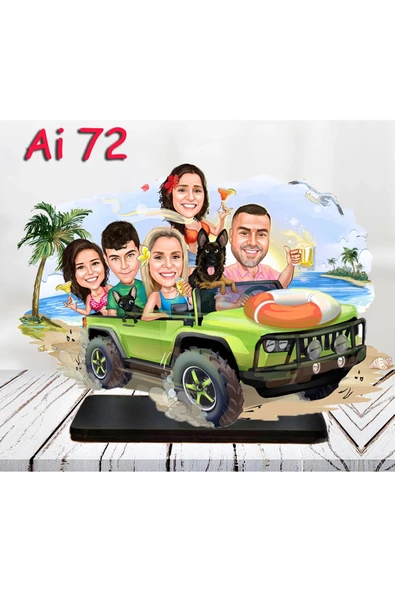 Kişiye Özel Ahşap Biblo - Aile Karikatür Biblo - 5 Kişilik Aile Biblo 10 ürün görseli