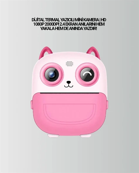 2.4” Ekranlı Mini Kamera – 1080p Kayıt + Mürekkepsiz Yazdırma - Resim 2
