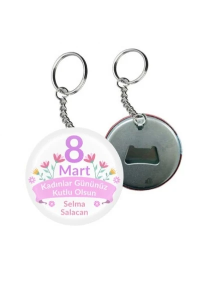 8 Mart Kadınlar Gününe Özel Açacaklı Anahtarlık - 8 Mart Anahtarlık ürün görseli