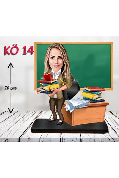 Kişiye Özel Ahşap Biblo - Kadın Öğretmen Karikatür Biblo - Öğretmen Biblo 14 ürün görseli