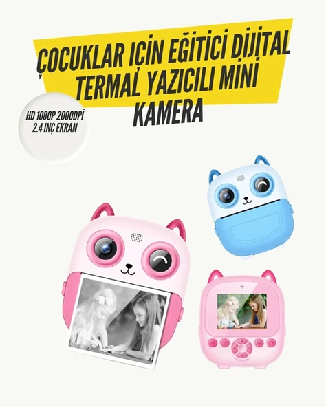 2.4” Ekranlı Mini Kamera – 1080p Kayıt + Mürekkepsiz Yazdırma ürün görseli