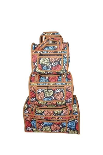 3'lü Valiz - 3'lü Bavul - 3'lü Çanta ( Kalp Desen ) ürün görseli