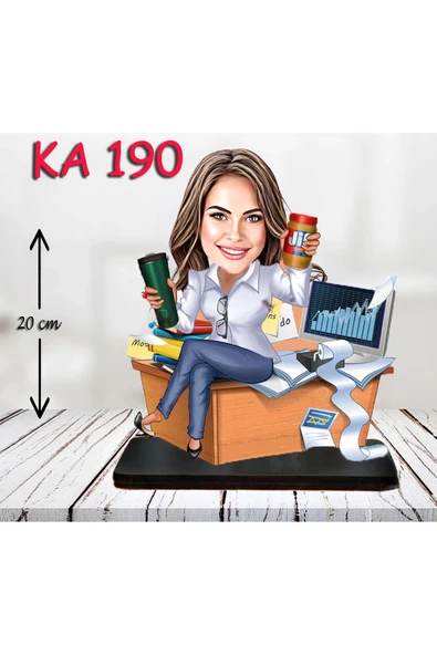 Kişiye Özel Ahşap Biblo - Masa Başı Karikatür Biblo - Kadın Biblo 13 ürün görseli