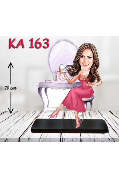 Kişiye Özel Ahşap Biblo - Süslü Kadın Karikatür Biblo 26 ürün görseli