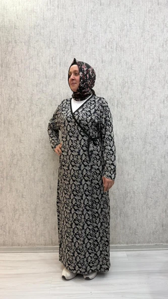 Gd Goldoremi 7 Kadın Viskon Pamuklu Bağlamalı Namaz Elbisesi - 6