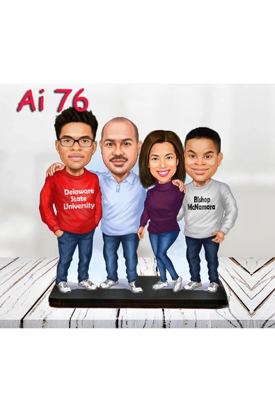 Kişiye Özel Ahşap Biblo - Aile Karikatür Biblo - 4 Kişilik Aile Biblo 33 ürün görseli