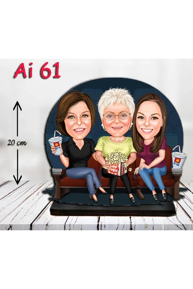 Kişiye Özel Ahşap Biblo - Aile Karikatür Biblo - 3 Kişilik Aile Biblo 17 ürün görseli