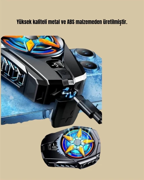 Mobil Cihaz Soğutma Radyatörü – Metal+ABS, Type-C Kablolu - Resim 2