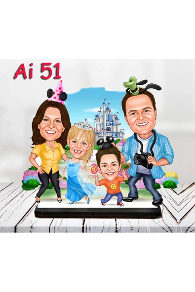 Kişiye Özel Ahşap Biblo - Aile Karikatür Biblo - 4 Kişilik Aile Biblo 21 ürün görseli