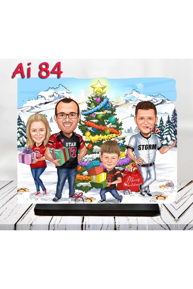 Kişiye Özel Ahşap Biblo - Aile Karikatür Biblo - 4 Kişilik Aile Biblo 37 ürün görseli