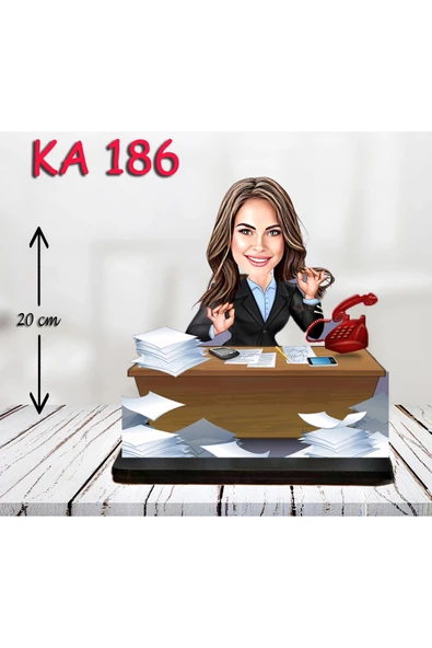 Kişiye Özel Ahşap Biblo - Masa Başı Karikatür Biblo - Kadın Biblo 12 ürün görseli