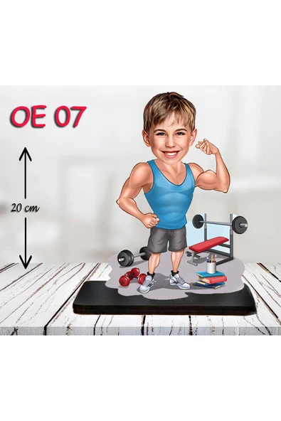 Kişiye Özel Ahşap Biblo - Erkek Çocuk Karikatür Biblo - Sporcu Biblo ürün görseli