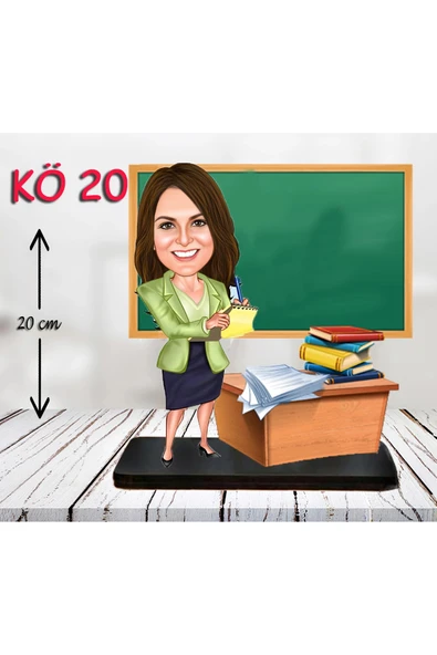 Kişiye Özel Ahşap Biblo - Kadın Öğretmen Karikatür Biblo - Öğretmen Biblo 19 ürün görseli