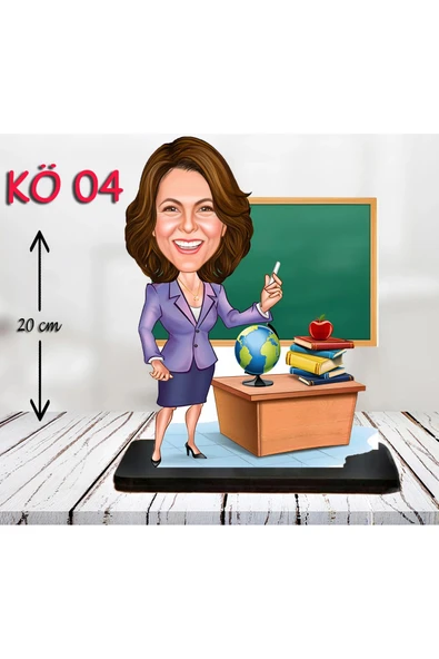 Kişiye Özel Ahşap Biblo - Kadın Öğretmen Karikatür Biblo - Öğretmen Biblo 4 ürün görseli