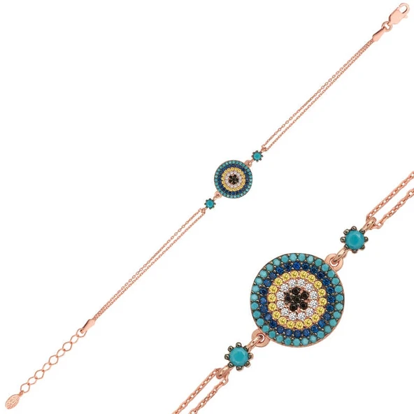 925 Ayar Gümüş Rose Nazar Bileklik ürün görseli 1