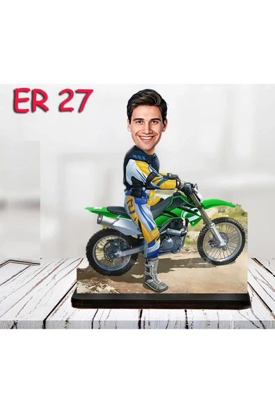 Kişiye Özel Ahşap Biblo - Motor Kullanan Erkek Karikatür Biblo 12 ürün görseli