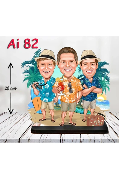 Kişiye Özel Ahşap Biblo - Aile Karikatür Biblo - 3 Kişilik Aile Biblo 24 ürün görseli