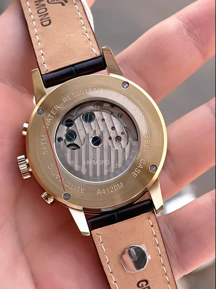 Raymond Nişan Ve Damatlara Özel Deri Kordon 2 Yıl Garantili Otomatik Erkek Kol Saati+Bileklik RMD.M4 - Resim 5