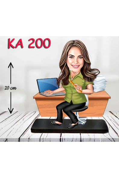 Kişiye Özel Ahşap Biblo - Masa Başı Karikatür Biblo - Kadın Biblo 14 ürün görseli