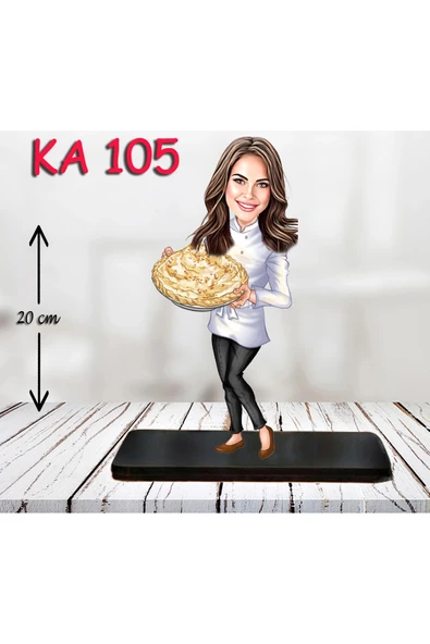 Kişiye Özel Ahşap Biblo - Aşçı Kadın Karikatür Biblo 11 ürün görseli