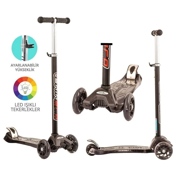 MAXİ TWİST IŞIKLI SCOOTER SİYAH - Resim 3